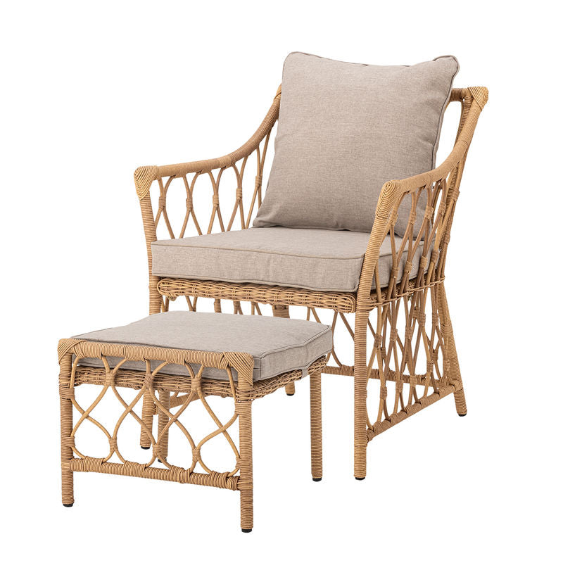 Bloomingville Belluce Fauteuil lounge avec repose-pieds, naturel