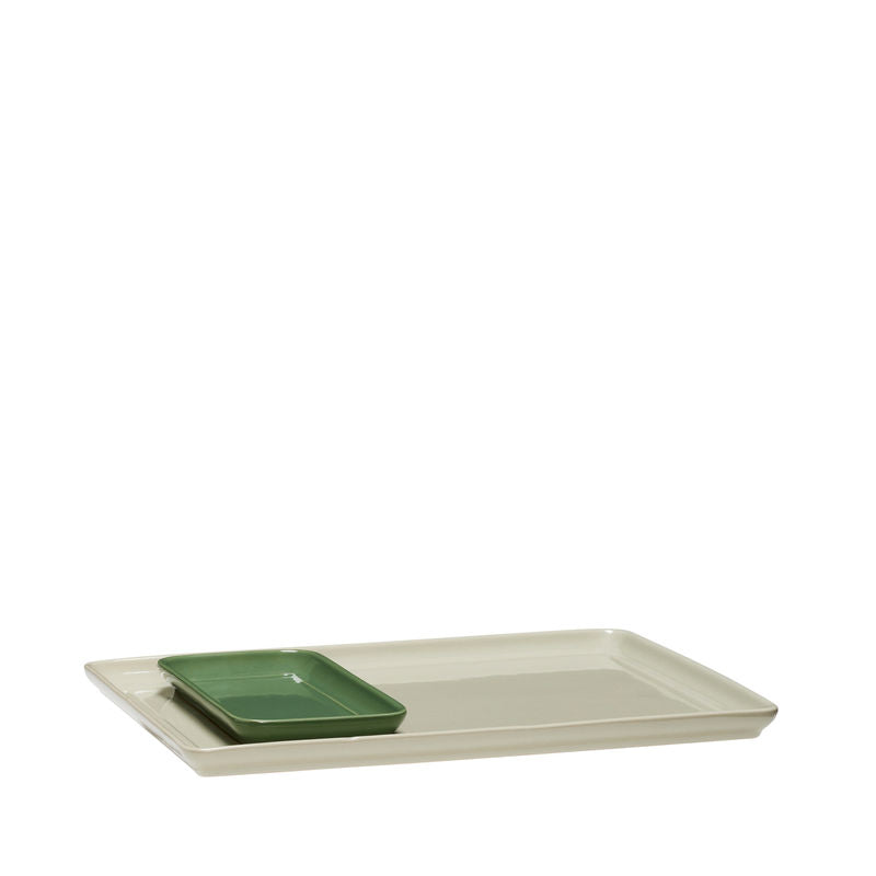 Hübsch Amare Dienblad Zand/Groen (set van 2)