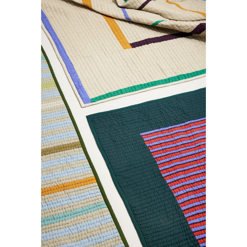 Hübsch Twist Sprei Blok 260x260 Donkergroen/Multicolour