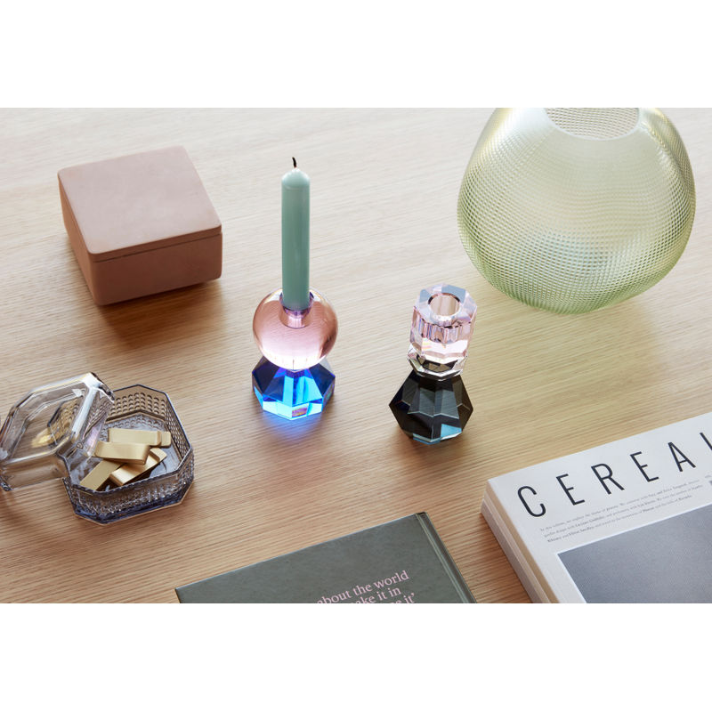 Hübsch Gem Candlestick Mittel Rosa/Schwarz