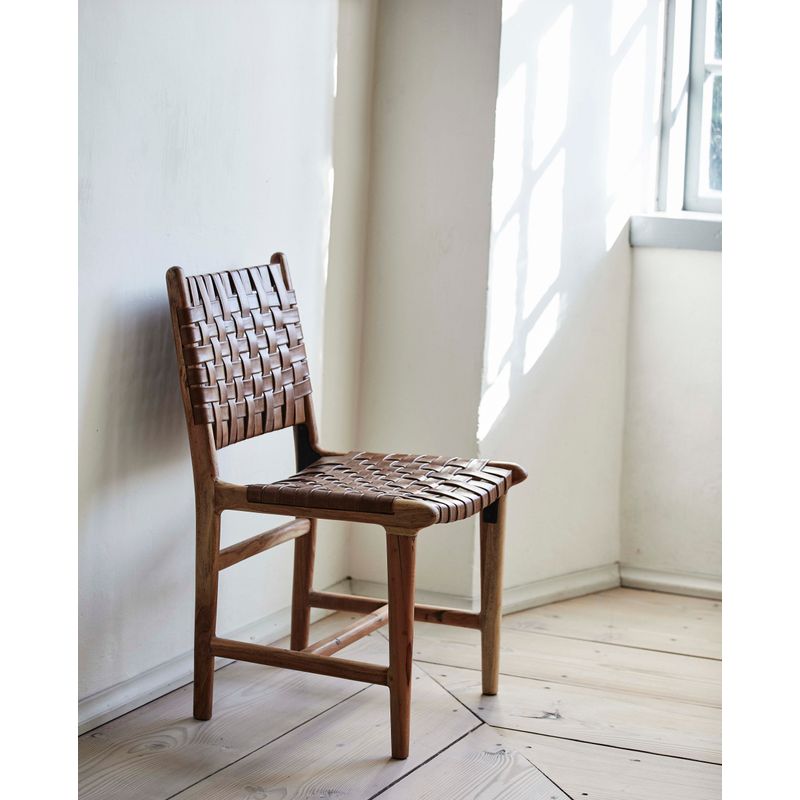 Nordal Aya eetkamerstoel, bruin leer, hout