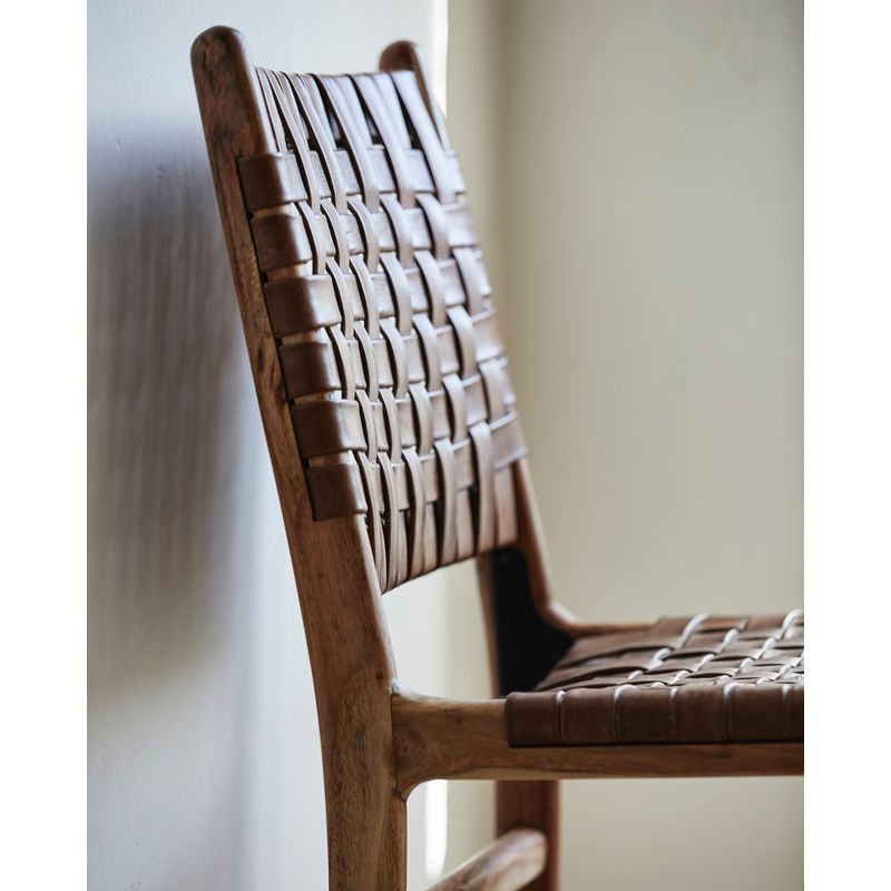 Nordal Aya eetkamerstoel, bruin leer, hout