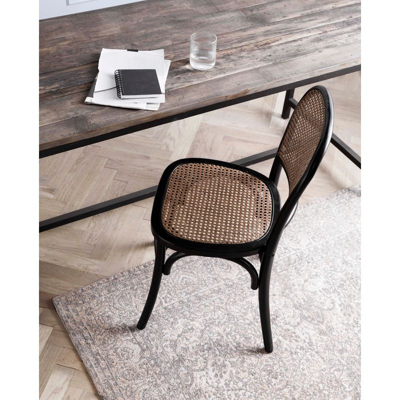 Nordal Wicky stoel, zwart, hout, rotan