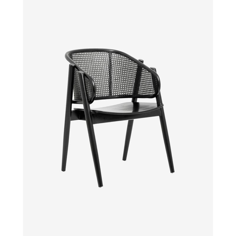 Nordal Wicky loungestoel, zwart, rotan, hout