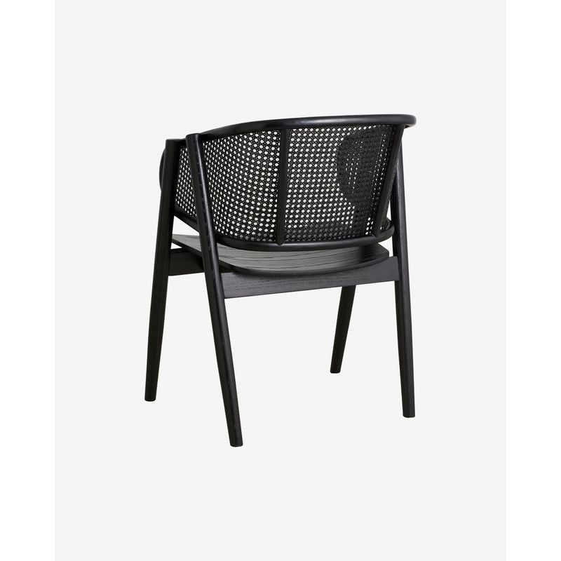 Nordal Wicky loungestoel, zwart, rotan, hout