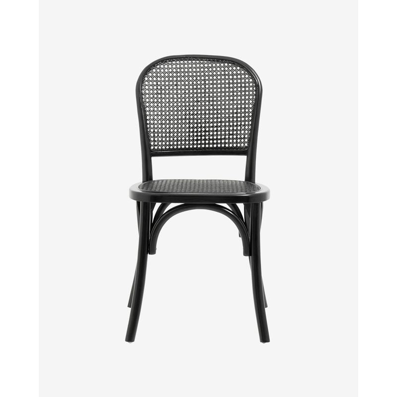 Chaise Nordal Wicky, noire, rotin, bois