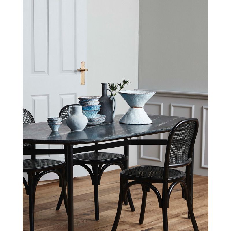 Chaise Nordal Wicky, noire, rotin, bois