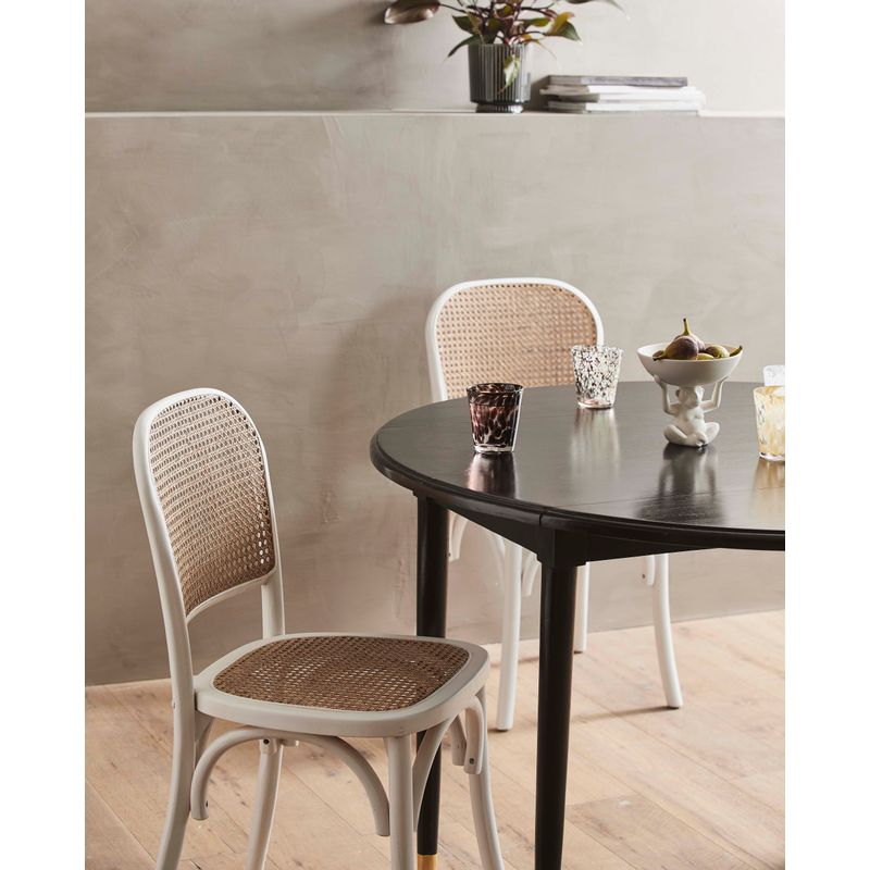 Nordal Wicky stoel, wit, rotan, hout