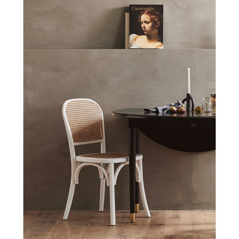 Nordal Wicky stoel, wit, rotan, hout