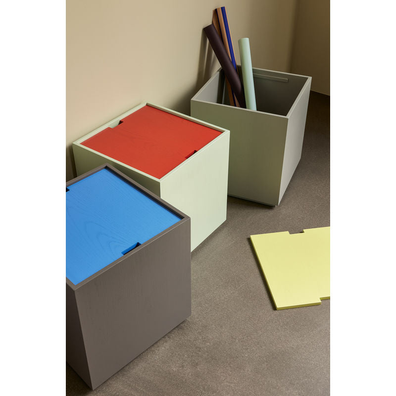 Hübsch Vault opbergboxen, blauw, bruin