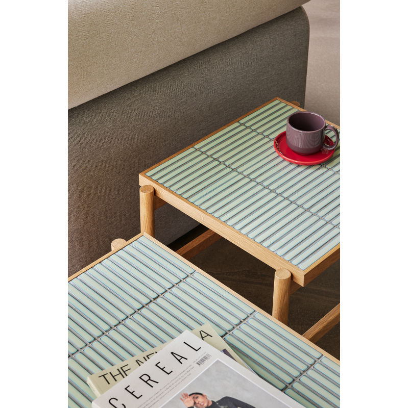 Hübsch Tile bijzettafel, mint, naturel hout