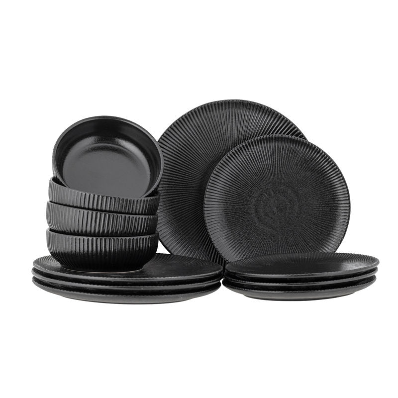 Bloomingville Neri borden set, zwart aardewerk