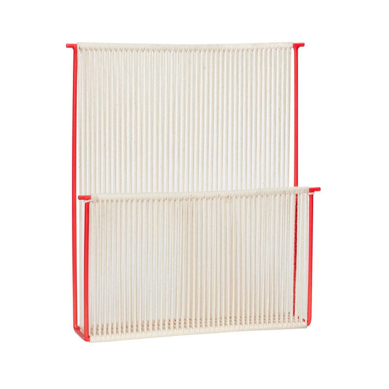 Hübsch String Wand Magazine Holder Rojo/Blanco