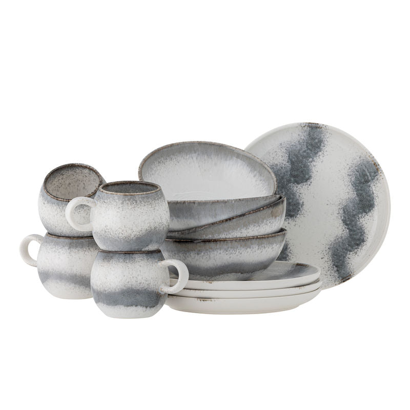 Ensemble de petit-déjeuner Bloomingville Paula, Gris, Terre cuite