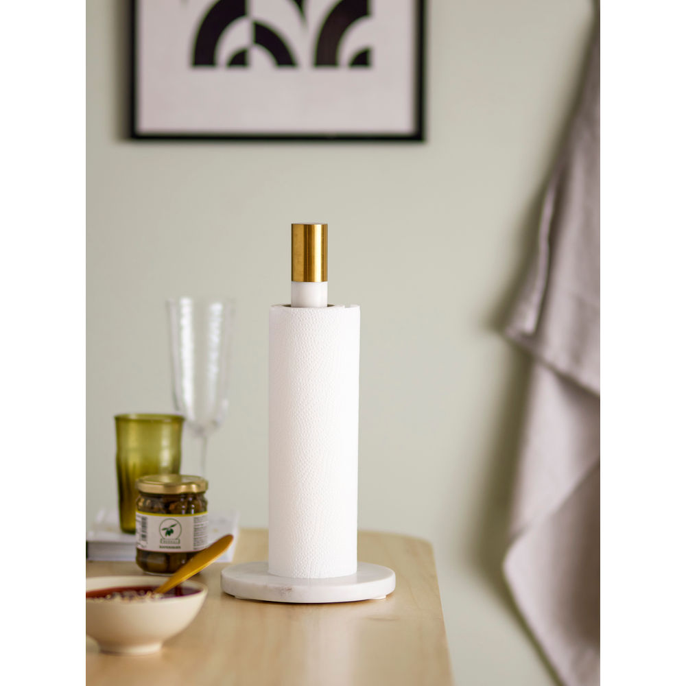 Bloomingville Emira Keukenrolhouder, Wit, Marmer