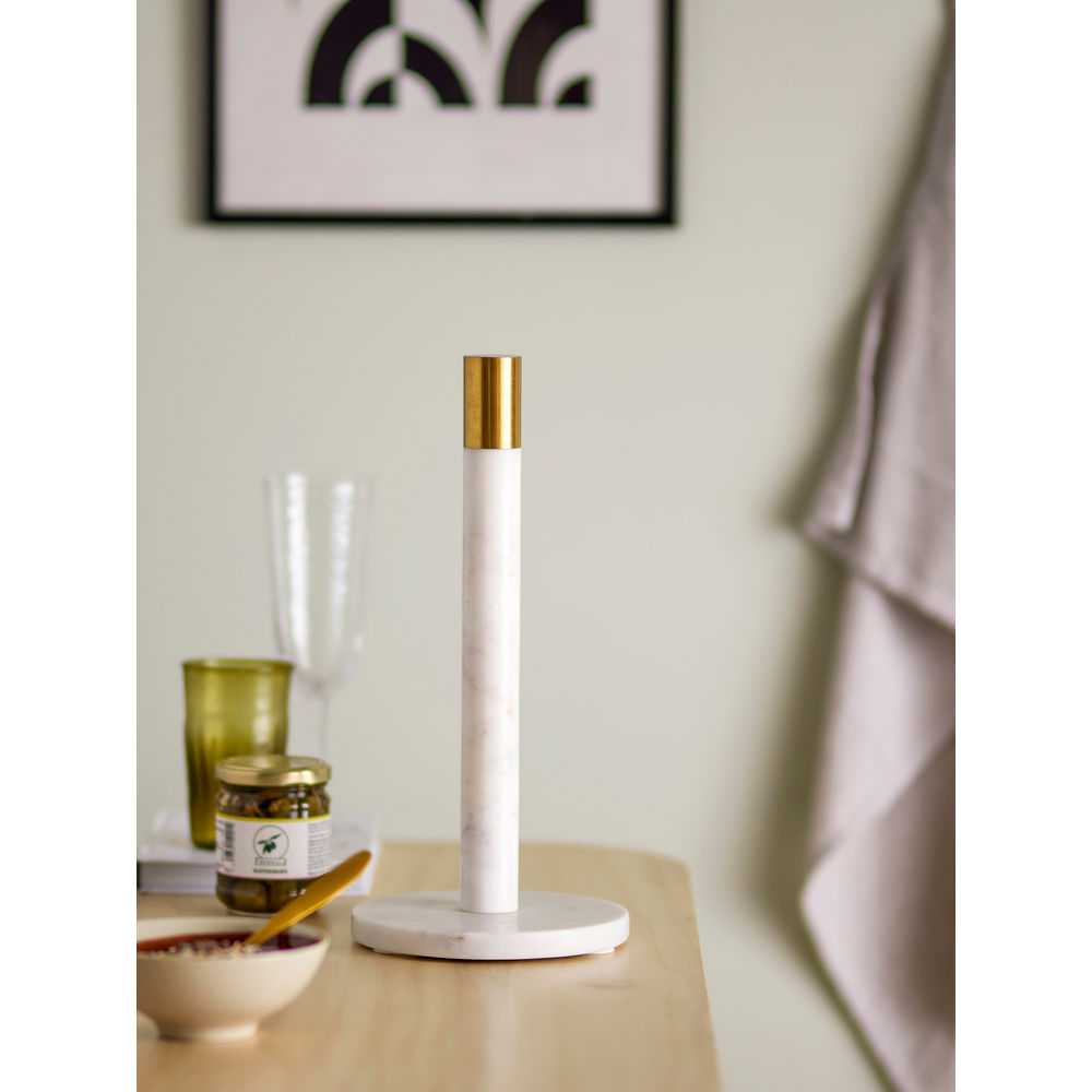 Bloomingville Emira Keukenrolhouder, Wit, Marmer