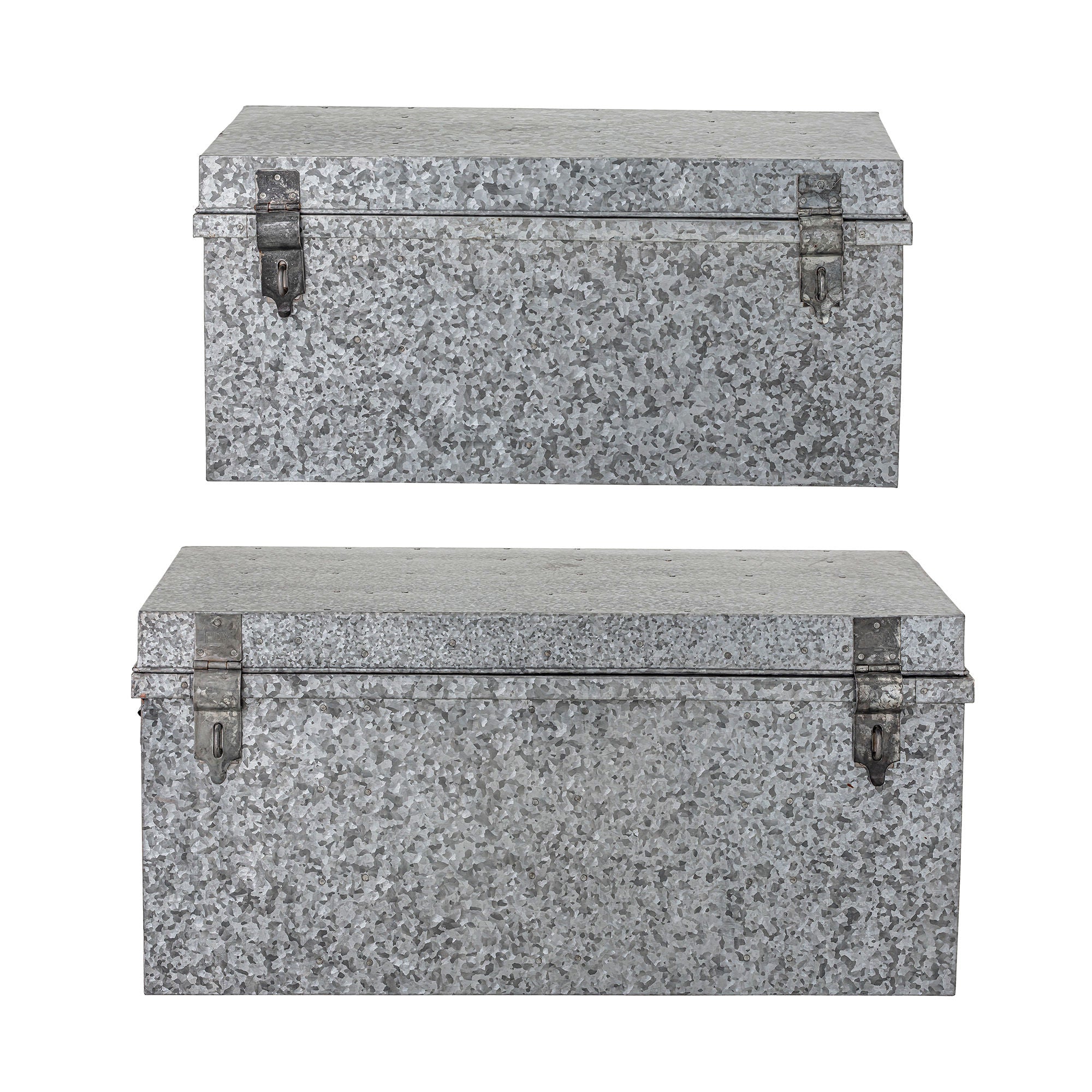 Bloomingville Dian Caja de almacenamiento con tapa, gris, hierro galvanizado