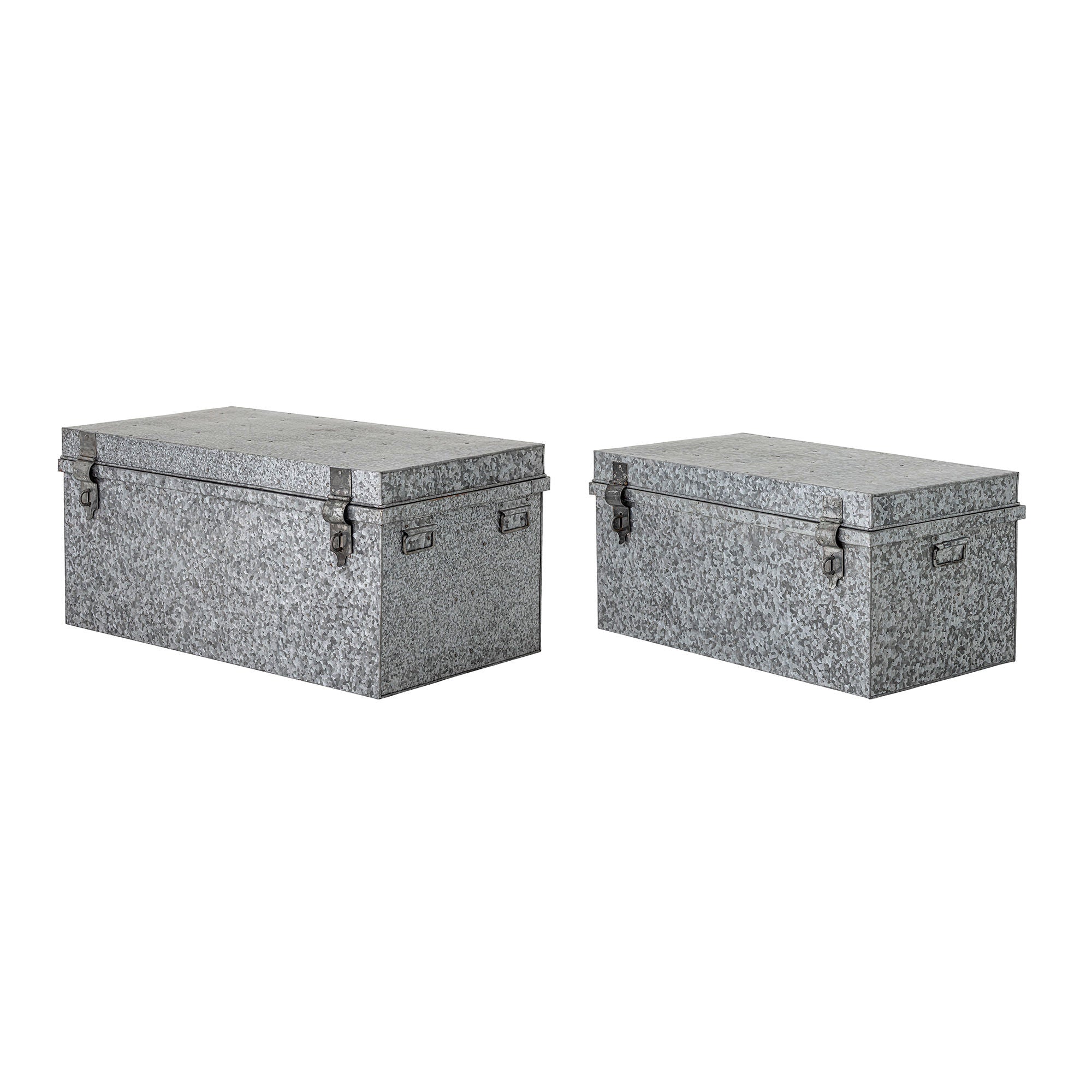 Bloomingville Dian Caja de almacenamiento con tapa, gris, hierro galvanizado