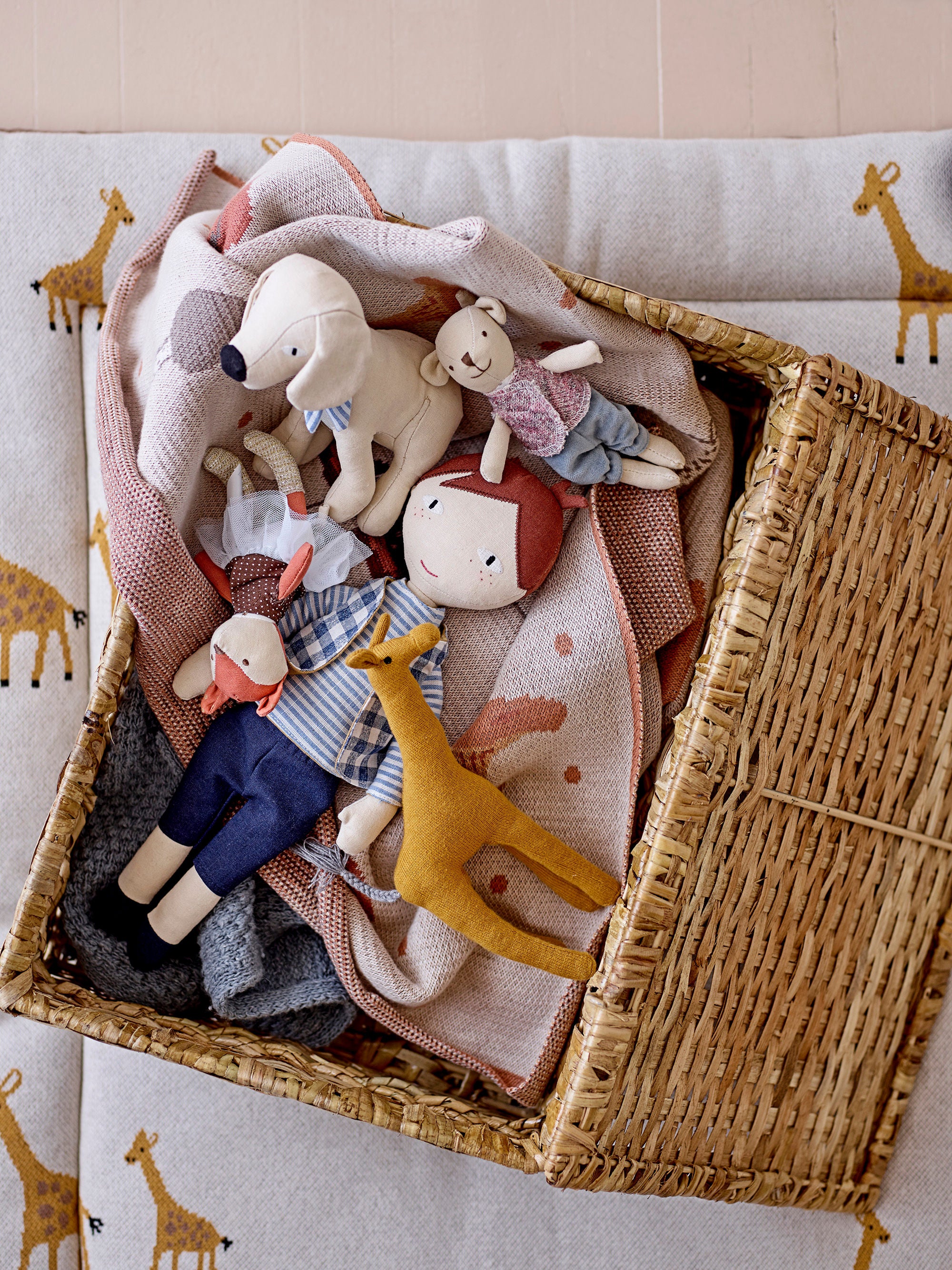 Bloomingville MINI Animal friends Pop, Rosa, Algodón