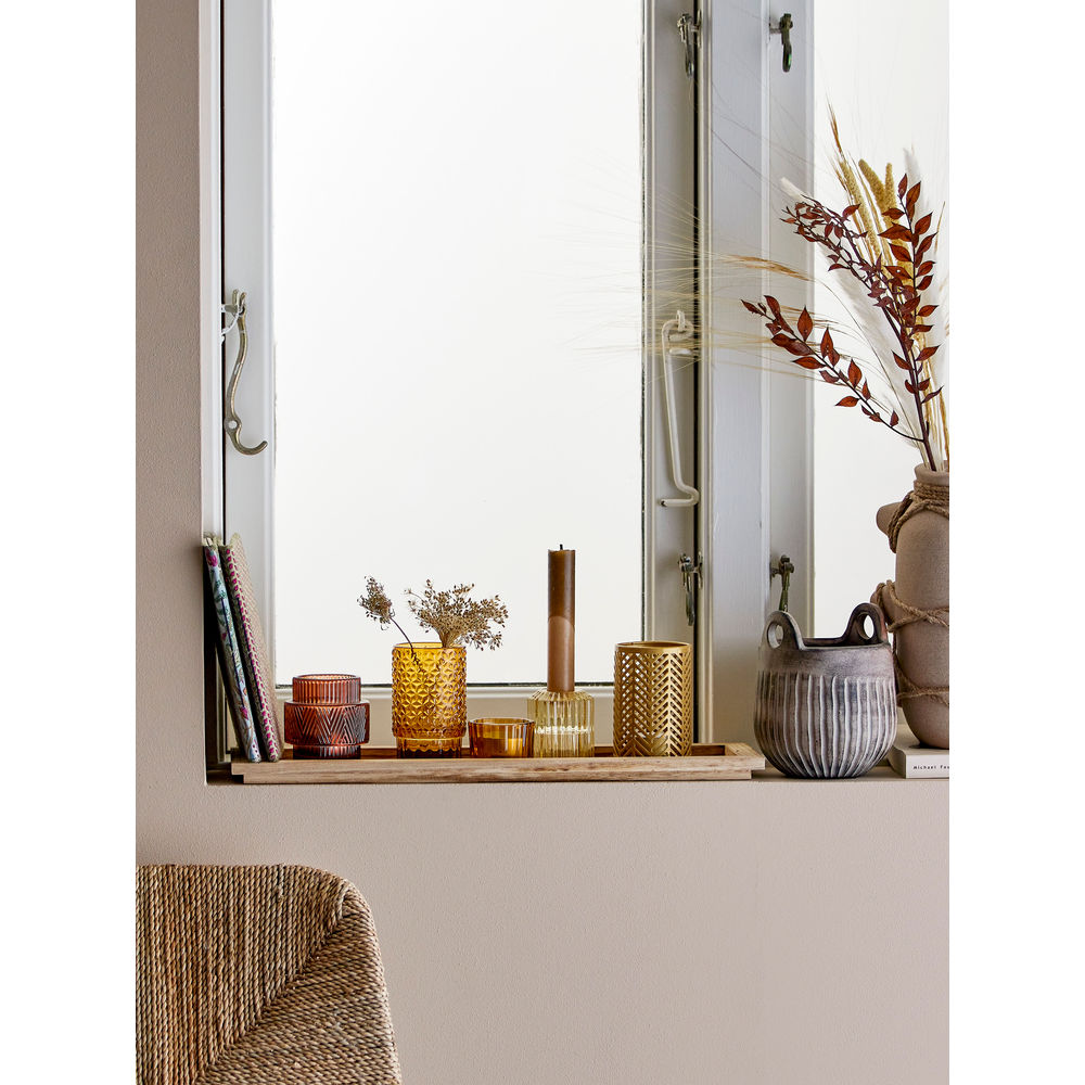 Bloomingville Sanga Dienblad met Votief, Bruin, Glas