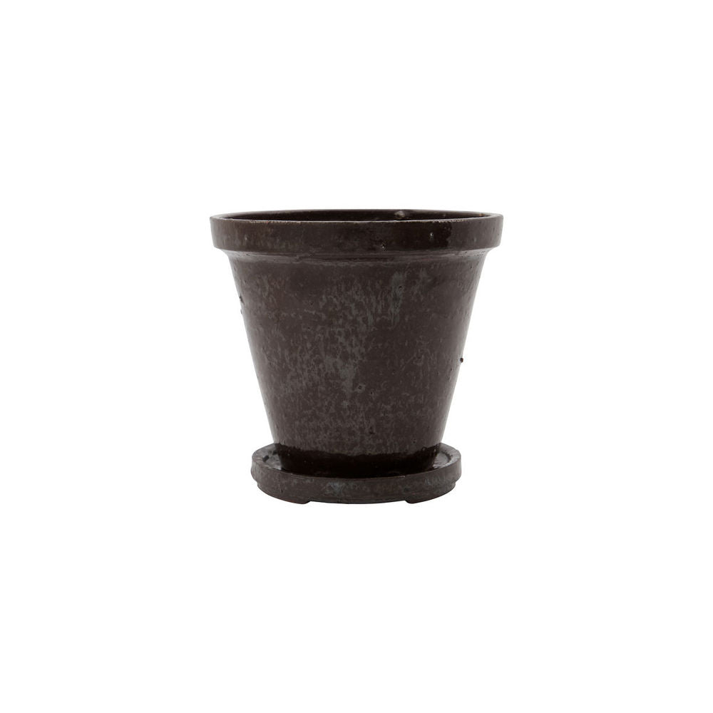 Hausarzt Blumentopf mit Untersetzer, Blume, Braun