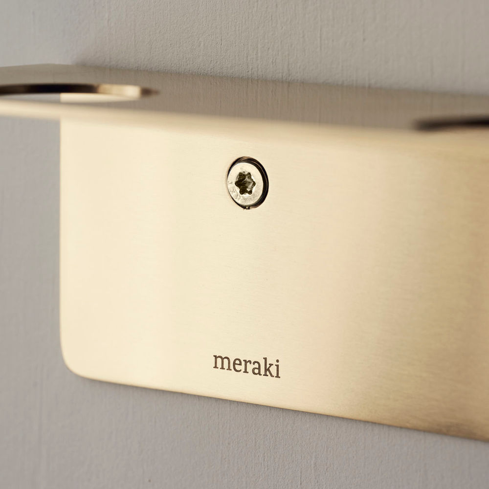 Meraki Flessenhouder met haken, Geborstelde messing afwerking
