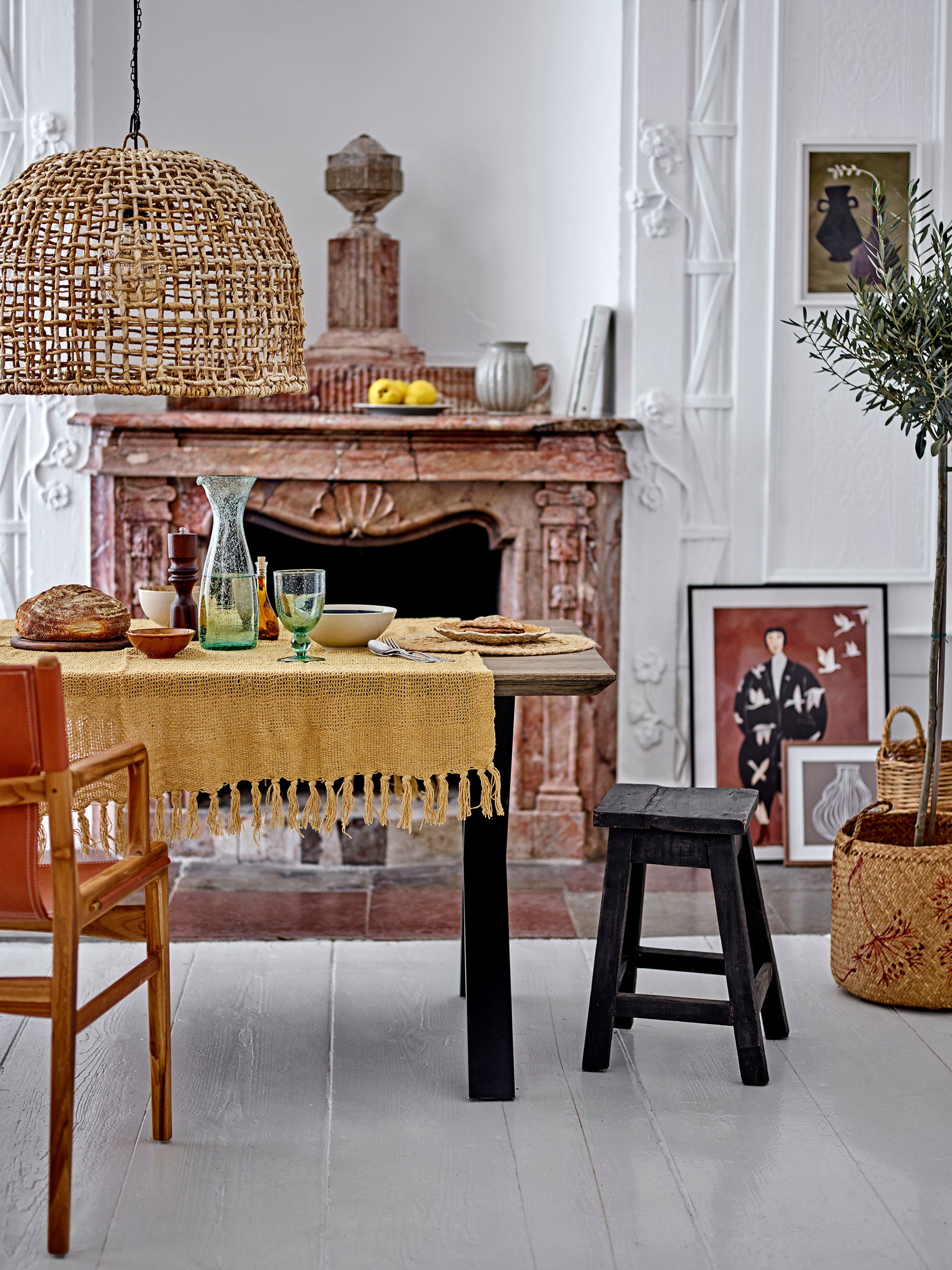 Bloomingville Bologna Illustratie met Frame, Zwart, Grenen