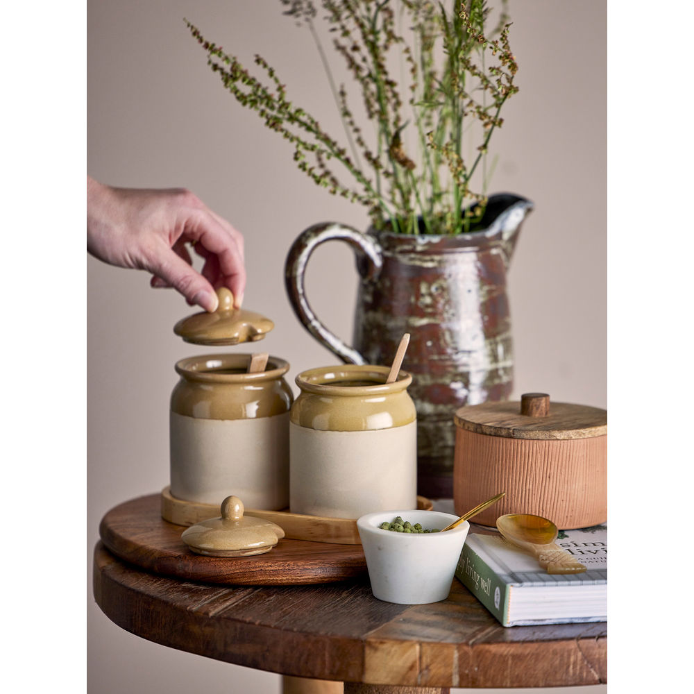 Kreative Kollektion Elaf Jar mit Deckel & Löffel, Braun, Steinzeug