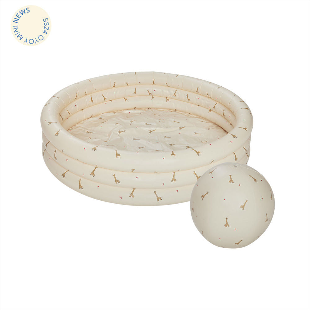 OYOY MINI Giraffe Swimming Pool Small & Beach Ball - Butter