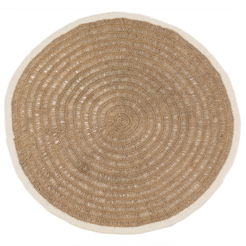 Bazar Bizarre Autour de Tapis de Seagrass & Coton-Blanc Naturel-150
