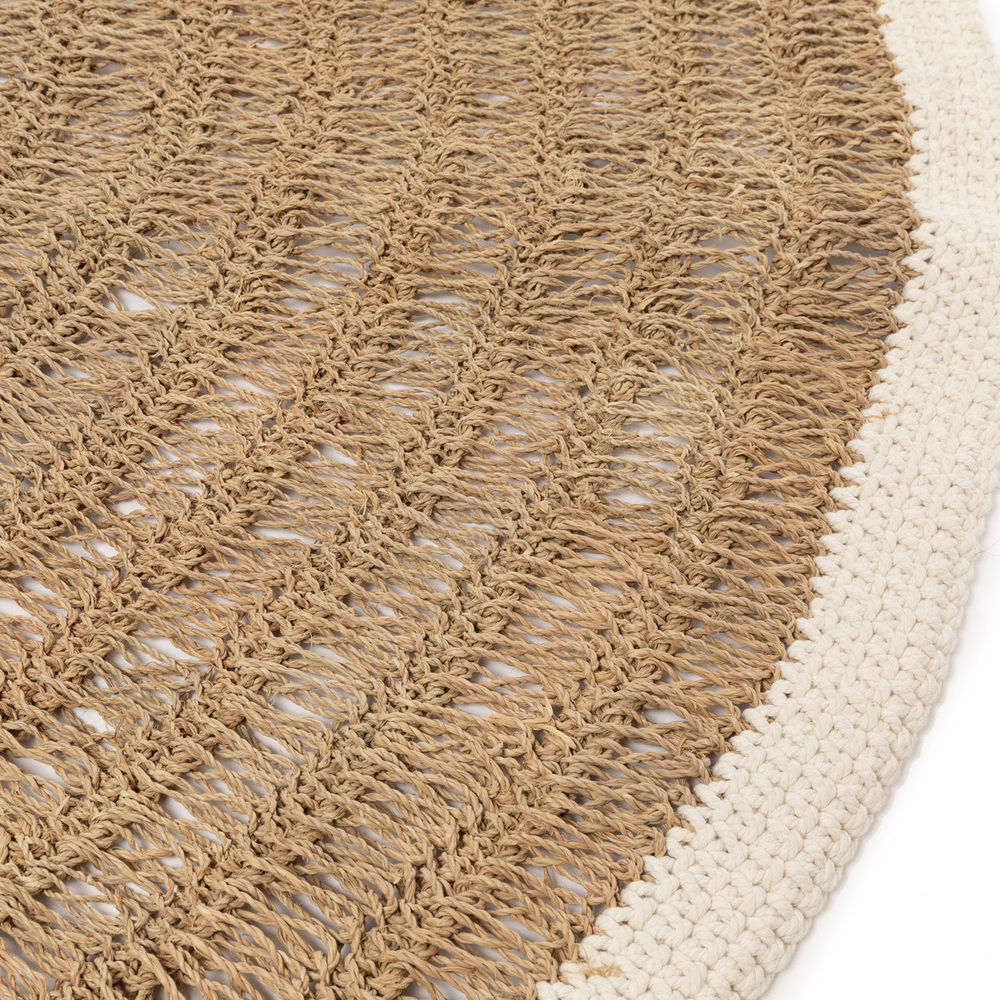 Bazar Bizarre Autour de Tapis de Seagrass & Coton-Blanc Naturel-150