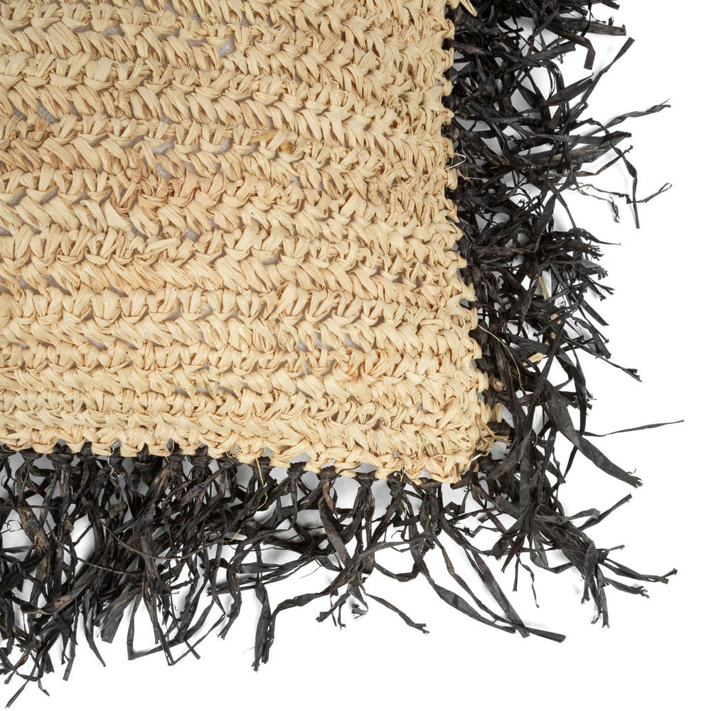 Bazar Bizar De Raffia Kussenhoes - Natuurlijk Zwart - 60x60
