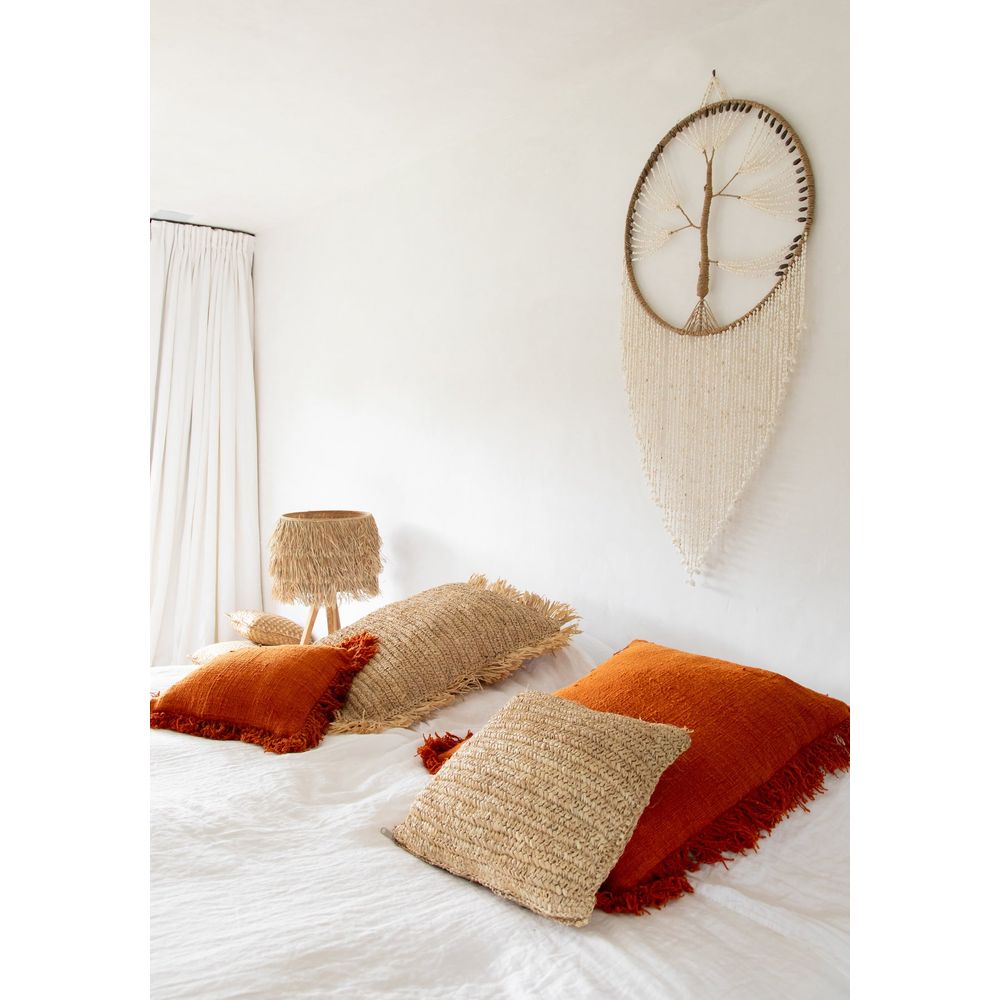 Bazar Bizar De Raffia Flores Coussin Cover-Natural-40x40