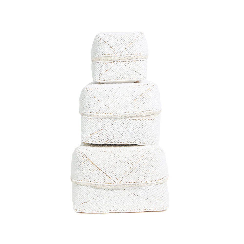 Bazar Bizar Le Panier Perlé-Blanc-Lot de 3