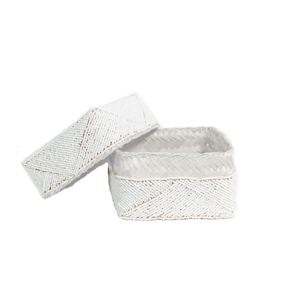 Bazar Bizar Le Panier Perlé-Blanc-Lot de 3