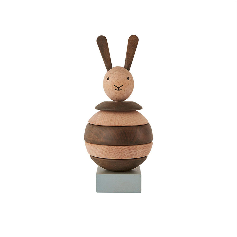 OYOY MINI Lapin à empiler en bois-Nature/Dark