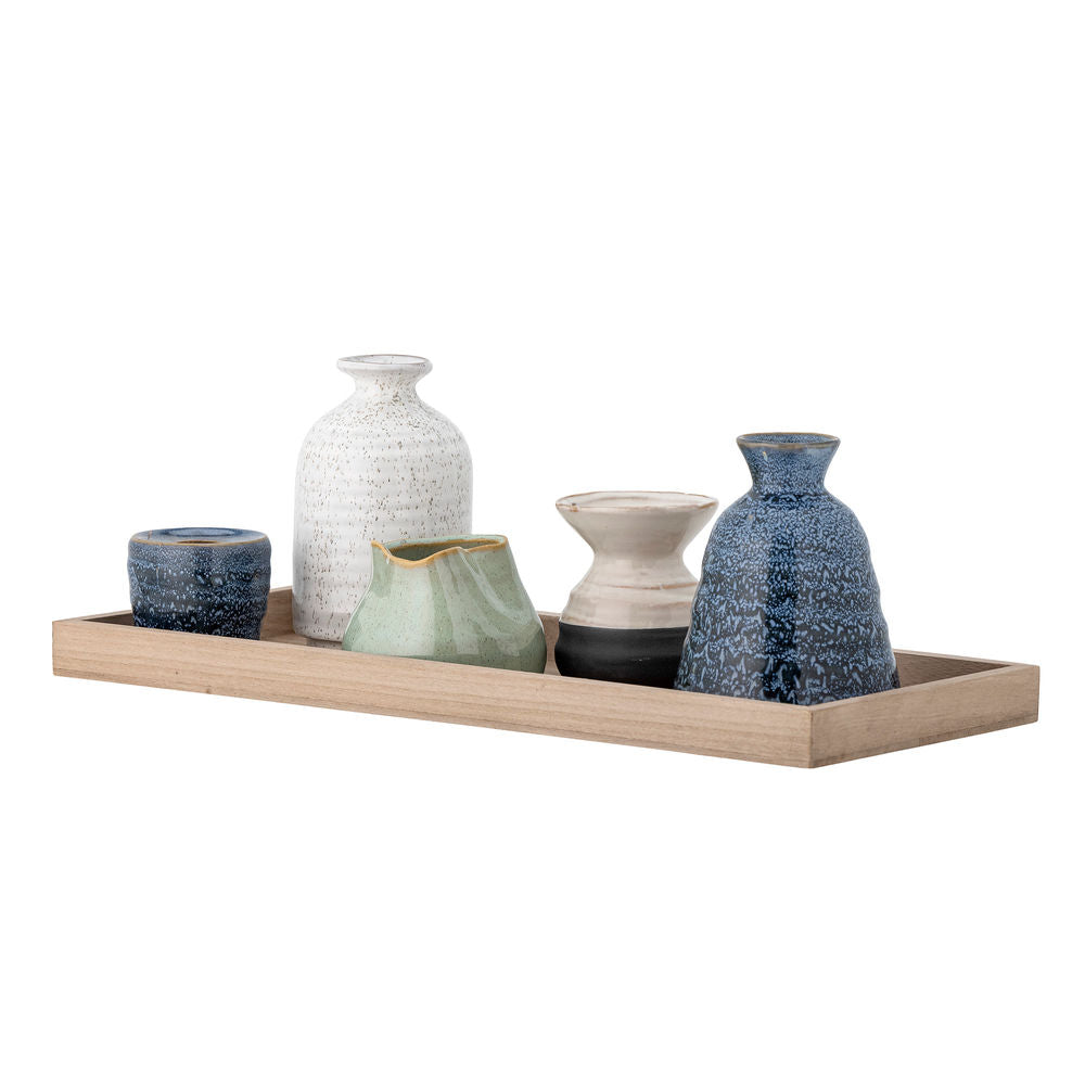Bloomingville Longo Dienblad met Votief, Blauw, Steengoed