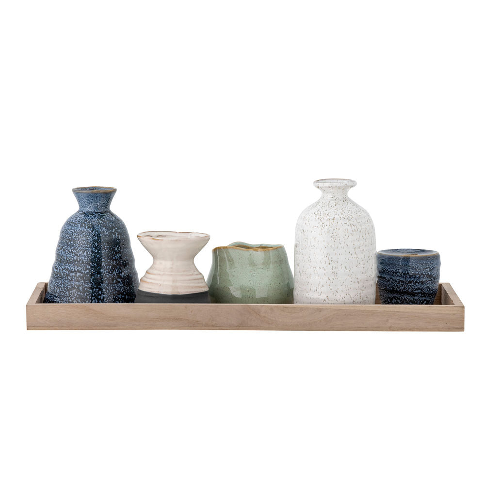 Bloomingville Longo Dienblad met Votief, Blauw, Steengoed