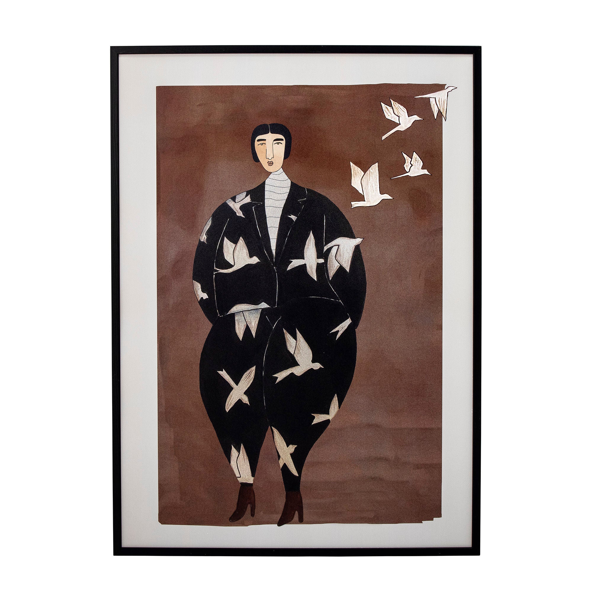Bloomingville Bologna Illustratie met Frame, Zwart, Grenen