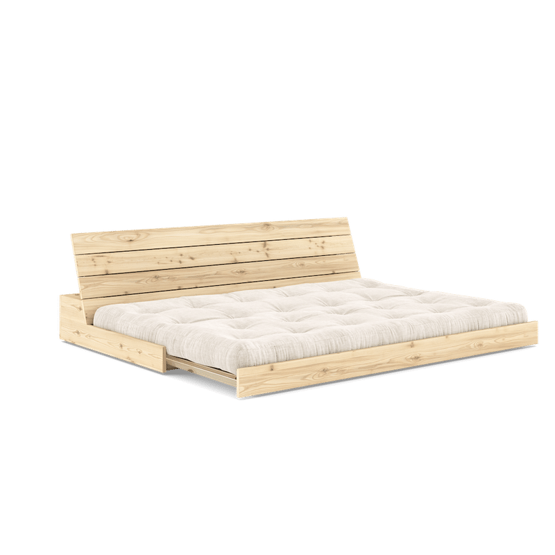 DESIGN BASE CLAIR LAQUÉ W. MATELAS MIXTE 5 COUCHES IVOIRE