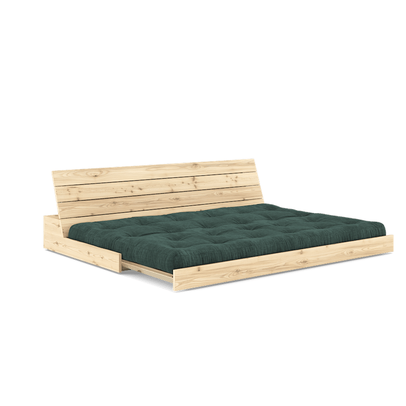 DESIGN BASE CLAIR LAQUÉ W. MATELAS MIXTE 5 COUCHES ALGUE