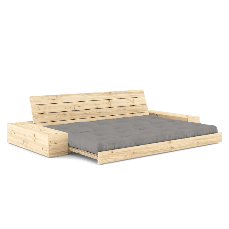 Karup Design BASE CLAIR LAQUE W. 2 SIDEBOXES CLAIR W. MATELAS MIXTE 5 COUCHES GRIS