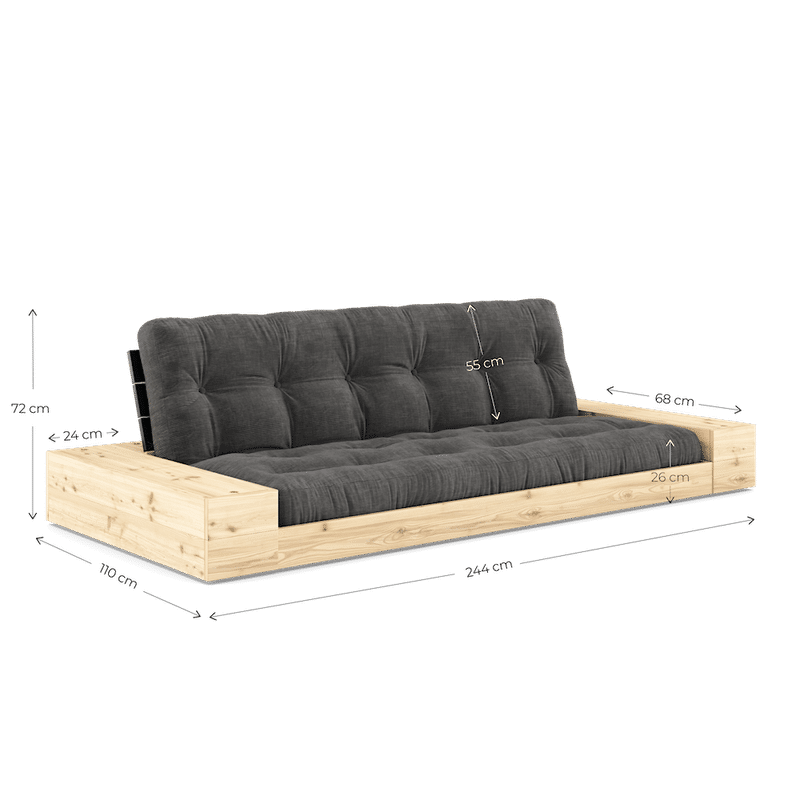 Karup Design BASE CLAIR LAQUE W. 2 SIDEBOXES CLAIR W. MATELAS MIXTE 5 COUCHES GRIS