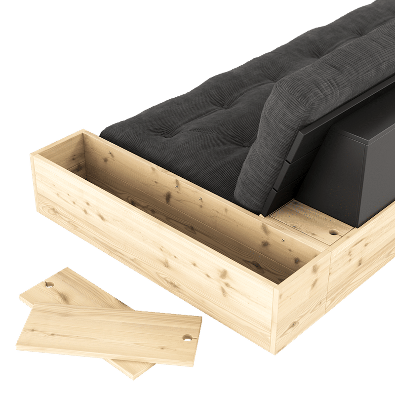 Karup Design BASE NOIR NUIT LAQUÉ W. 2 CÔTÉS LUMINEUX W. 5-MATELAS MIXTE INFÉRIEUR ALGUE