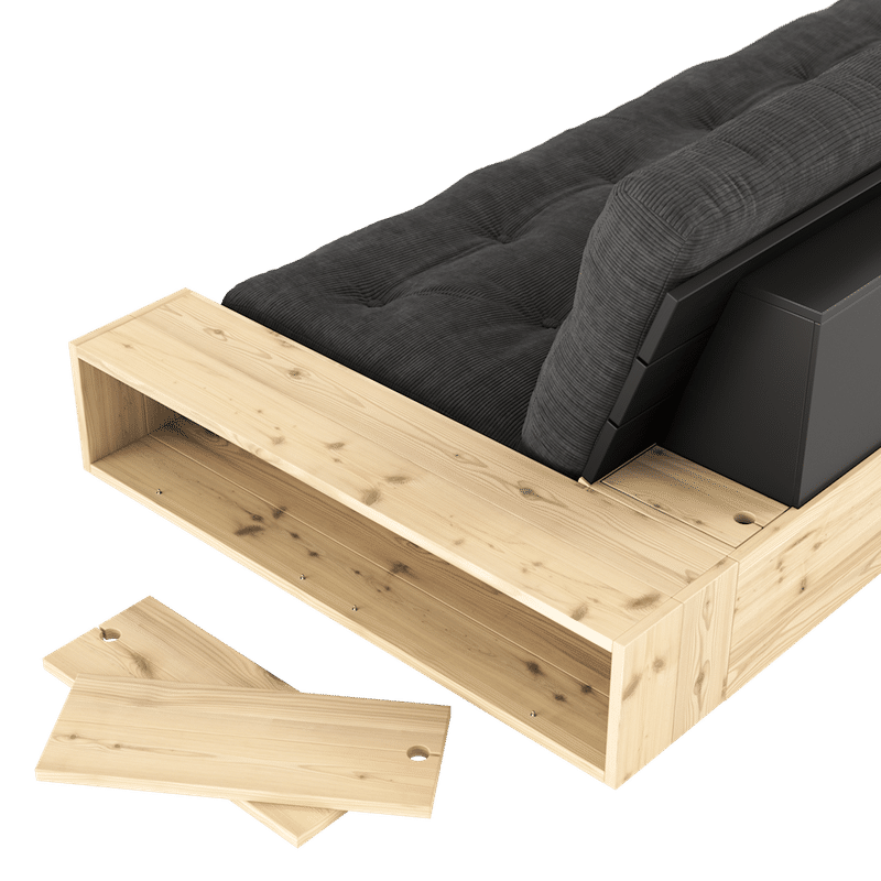 Karup Design BASE BLACK NIGHT LACQUERED W. 2 ZIJKANTEN HELDER W. 5-LAGERS MIXED MATTRESS HONEY