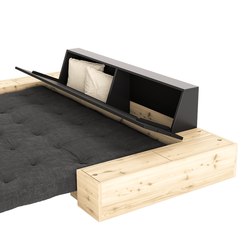 Karup Design BASE BLACK NIGHT LACQUERED W. 2 ZIJKANTEN HELDER W. 5-LAGERS MIXED MATTRESS HONEY