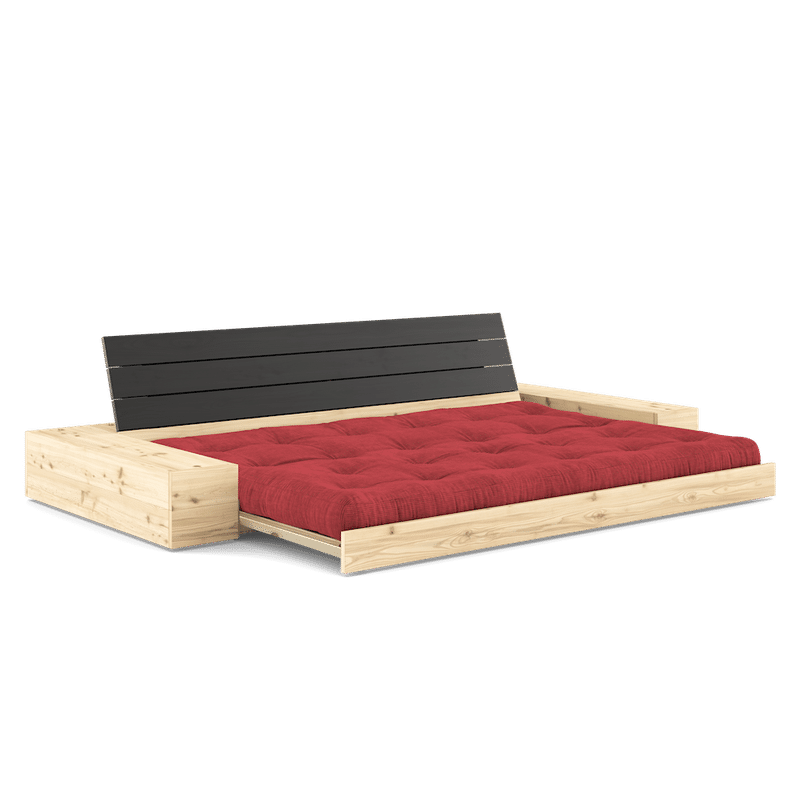 Karup Design BASE NOIR NUIT LAQUÉ W. 2 CÔTÉS LUMINEUX W. 5-MATELAS MIXTE INFÉRIEUR ROUGE RUBIS