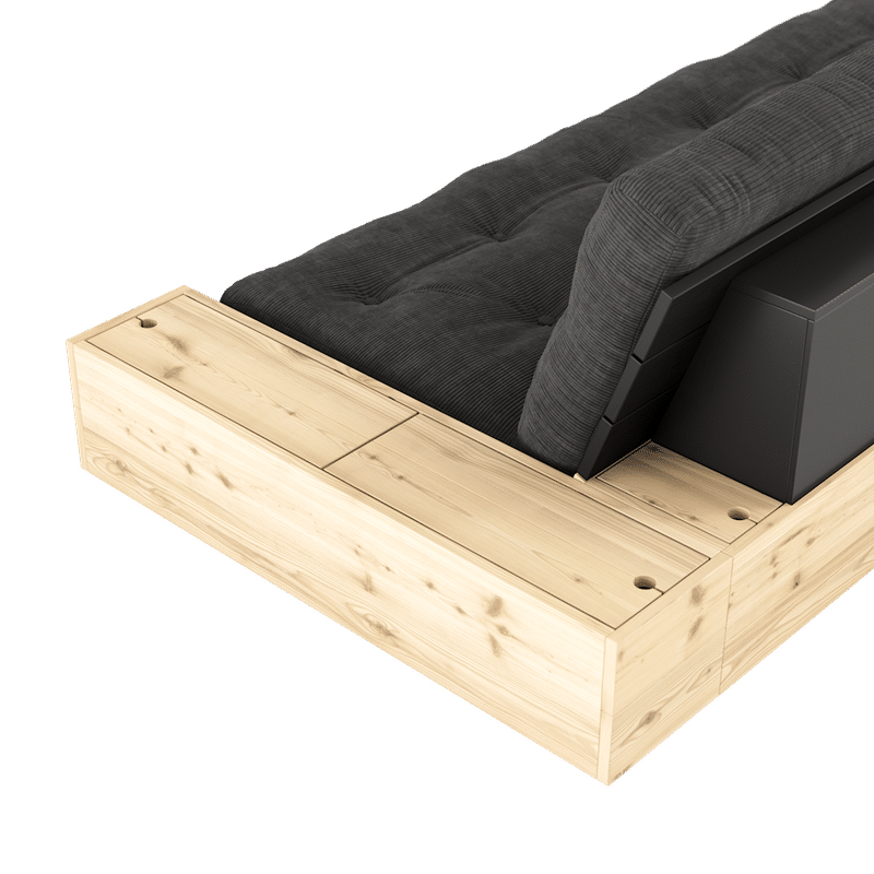 Karup Design BASE BLACK NIGHT LACQUERED W. 2 ZIJKANTEN HELDER W. 5-LAGERS MIXED MATTRESS DARK GREY