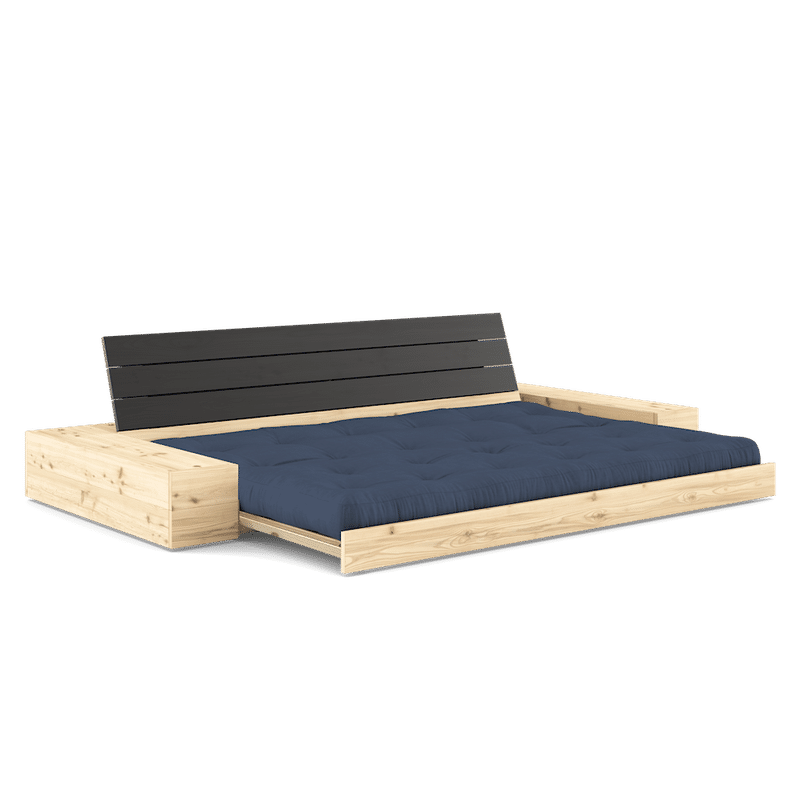 Karup Design BASE NOIR NUIT LAQUÉ W. 2 SIDEBOXES CLAIR W. MATELAS MIXTE 5 COUCHES MARINE