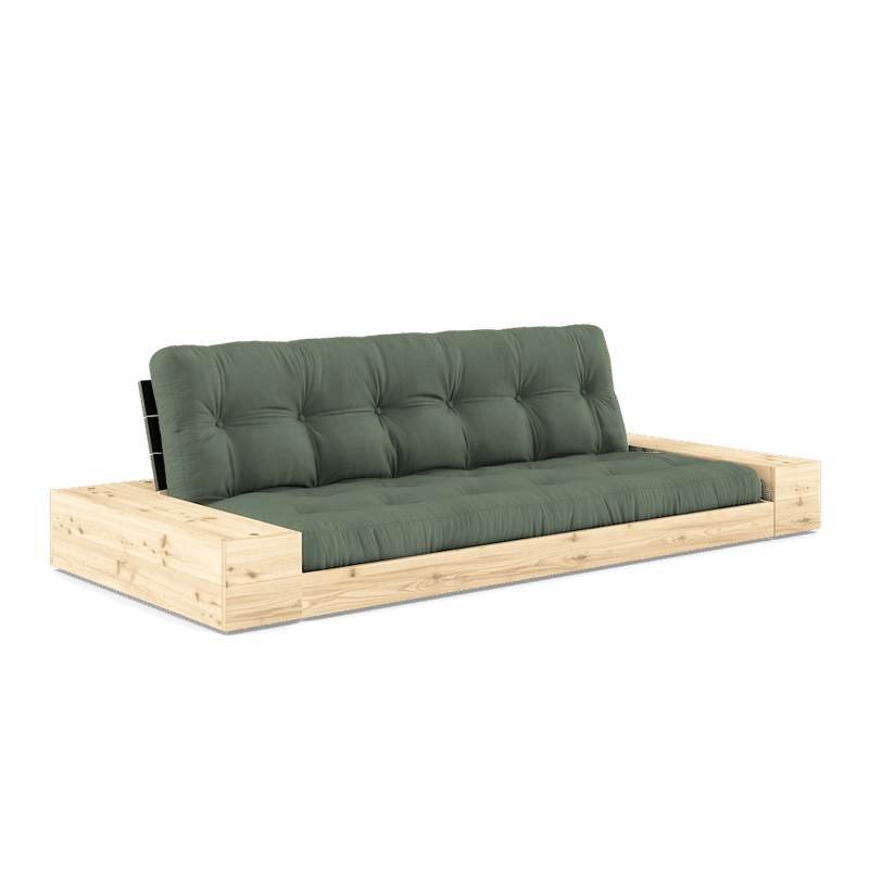 Karup Design BASE NOIR NUIT LAQUÉ W. 2 CÔTÉS LUMINEUX W. 5-MATELAS MIXTE INFÉRIEUR VERT OLIVE